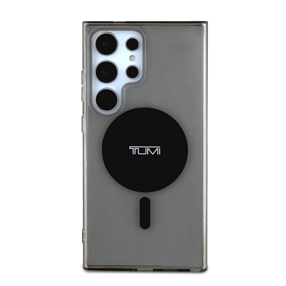Galaxy S24 Ultra Klf TUMI Orjinal Lisansl M-safe arj zellikli Airbag Keli Transparan Plain Kapak - Siyah