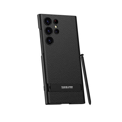 Galaxy S24 Ultra Kılıf Zore Kamera Korumalı Leather Dikey Standlı Ays Kapak - GKK