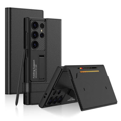 Galaxy S24 Ultra Zore Kıpta Standlı Kartlıklı Kapak - GKK