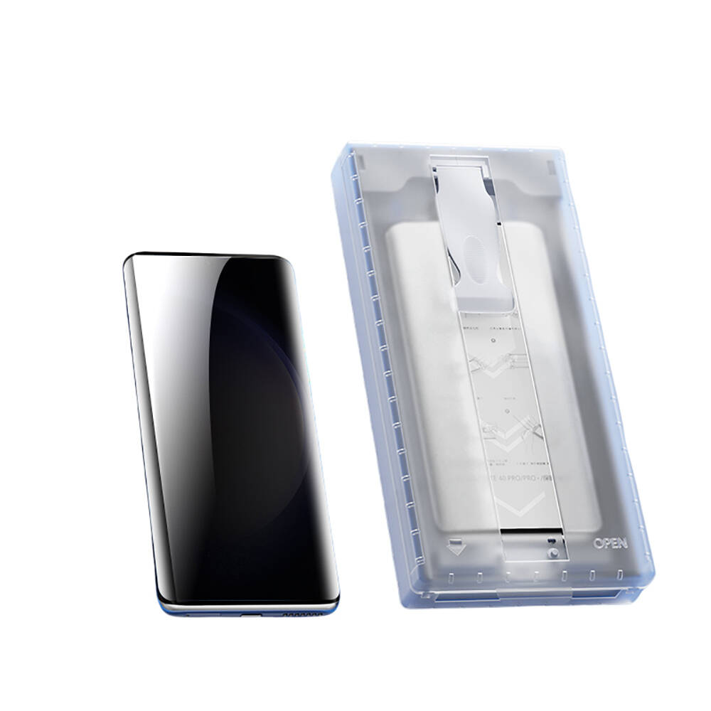 Galaxy S24 Ultra Zore Uygulama Aparatlı 6in1 Easy Body Privacy Ekran Koruyucu - Siyah