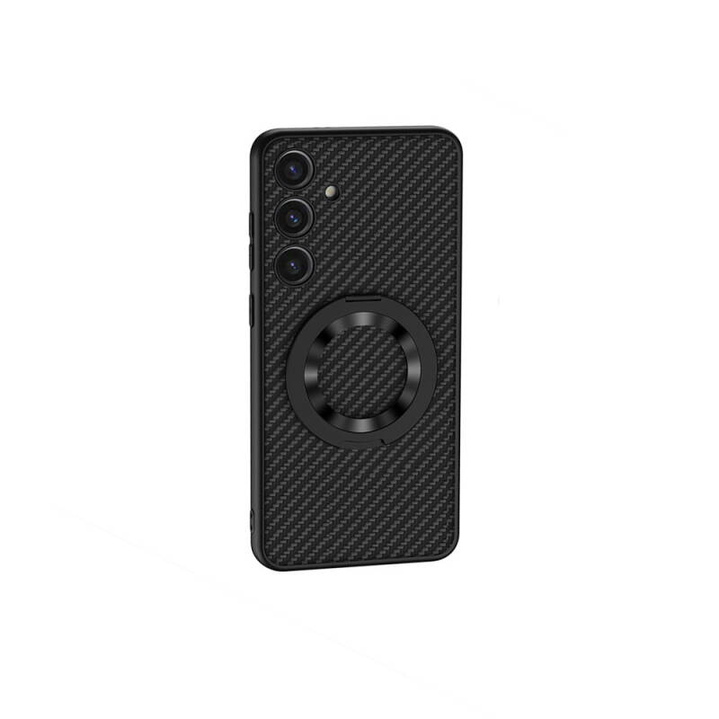 Galaxy S24 Wireless Şarj Özellikli Zore Kıpta Standlı M-safe Silikon Kapak - 3