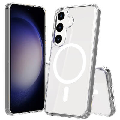 Galaxy S25 Case Magsafe Charging Transparent Hard Pc Zore Embos Cover - Zore