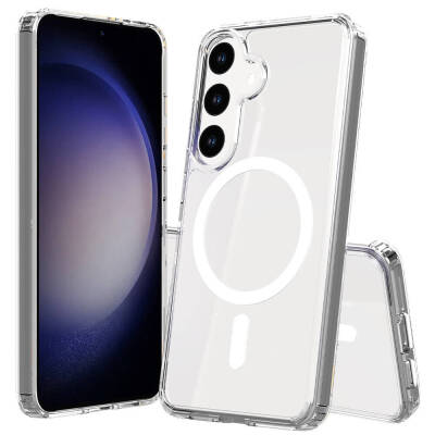 Galaxy S25 FE Case M-safe Charging Transparent Hard PC Zore Embos Cover - Zore