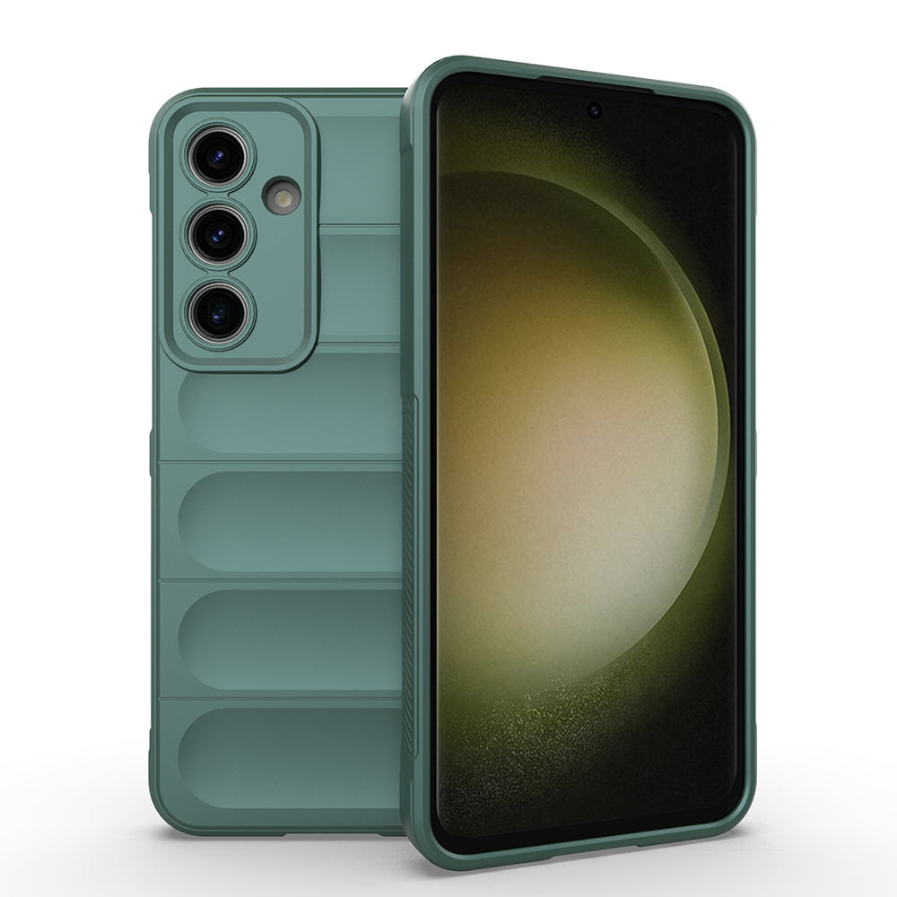 Galaxy S25 FE Kılıf Esnek TPU Oyuklu Arka Yüzey Tasarımlı Zore Etnik Silikon Kapak - Koyu Yeşil