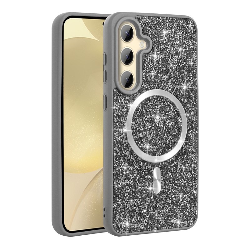 Galaxy S25 FE Kılıf Pırlanta Tasarımlı M-safe Şarj Özellikli Zore Mozaik Silikon Kapak - 8