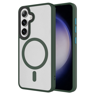 Galaxy S25 FE Kılıf Sert PC Arka Yüzey Wireless Şarj Özellikli Zore Flet M-safe Kapak - Zore