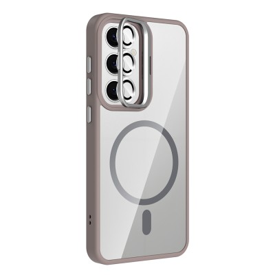 Galaxy S25 FE Kılıf Standlı ve Kamera Lens Hediyeli M-Safe Şarj Özellikli Zore Etro Kapak - 10