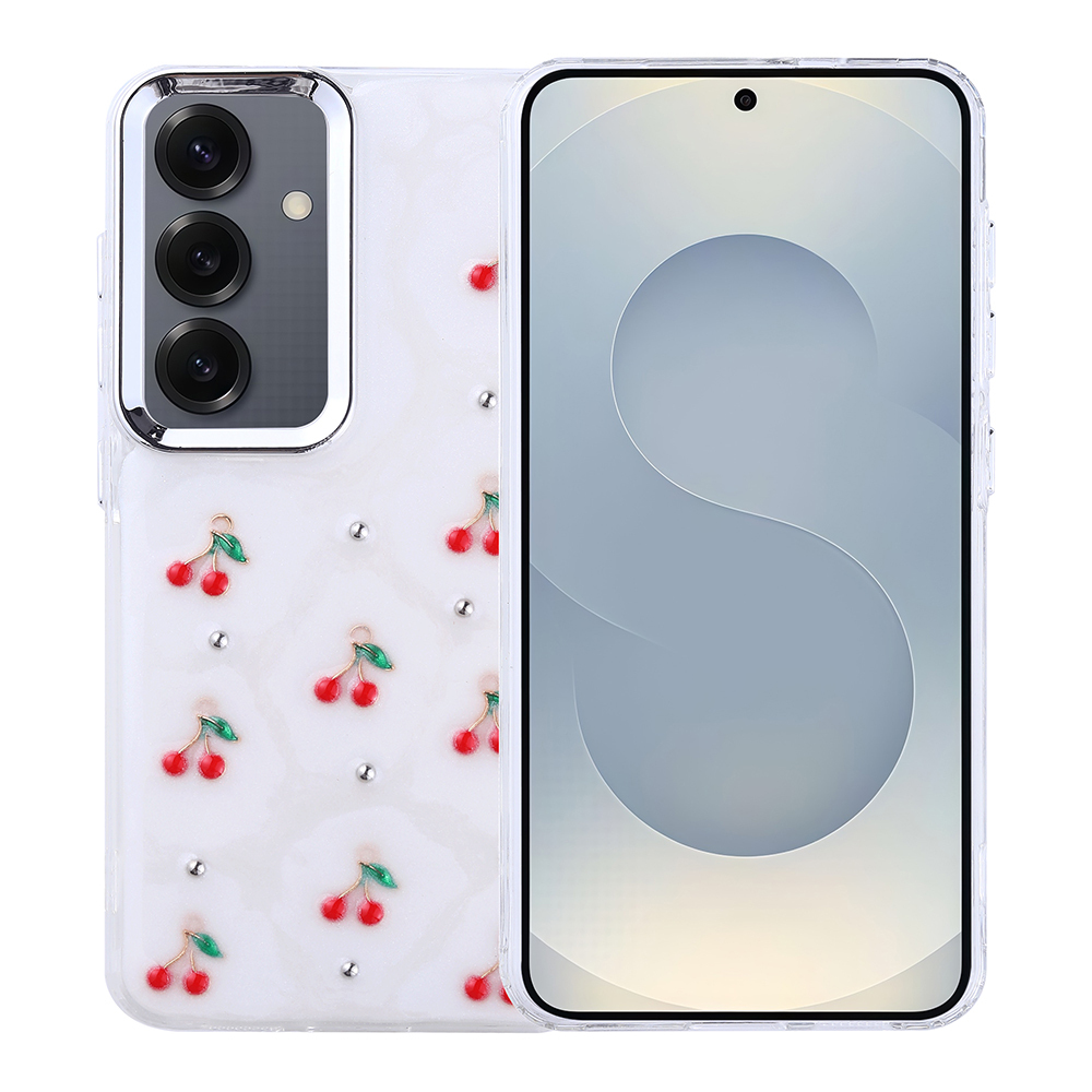 Galaxy S25 Kılıf Airbag Tasarımlı Simli Şeffaf NXXA Kutup Kapak - Kiraz