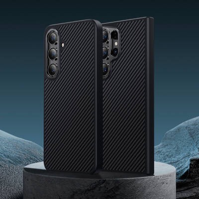 Galaxy S25 Kılıf Karbon Fiber M-safe Şarj Özellikli Benks Hybrid ArmorPro 600D Kevlar Kapak - 6