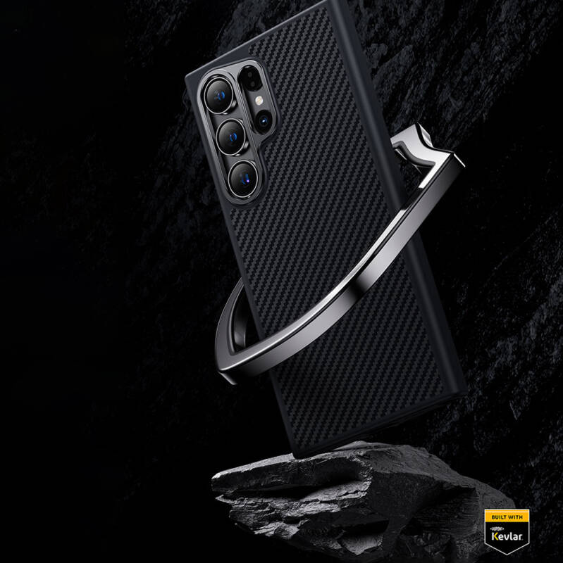 Galaxy S25 Kılıf Karbon Fiber M-safe Şarj Özellikli Benks Hybrid ArmorPro 600D Kevlar Kapak - 12