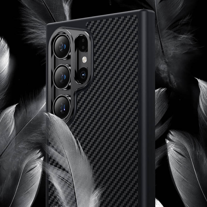 Galaxy S25 Kılıf Karbon Fiber M-safe Şarj Özellikli Benks Hybrid ArmorPro 600D Kevlar Kapak - 13
