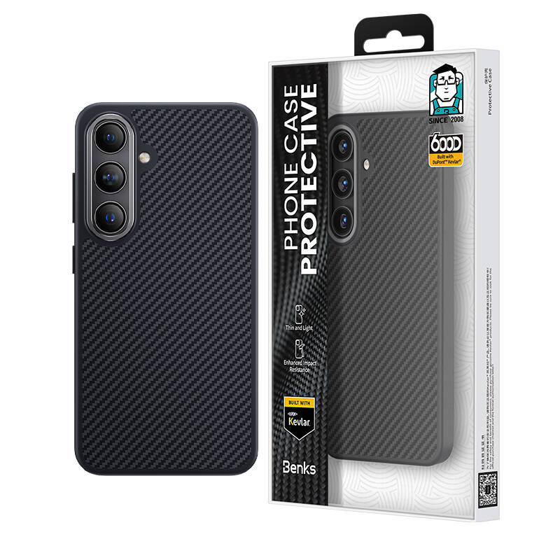 Galaxy S25 Kılıf Karbon Fiber M-safe Şarj Özellikli Benks Hybrid ArmorPro 600D Kevlar Kapak - 5