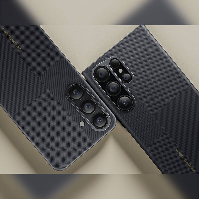 Galaxy S25 Kılıf M-safe Şarj Özellikli Karbon Fiber Benks Montage ArmorAir Kevlar Kapak - 9