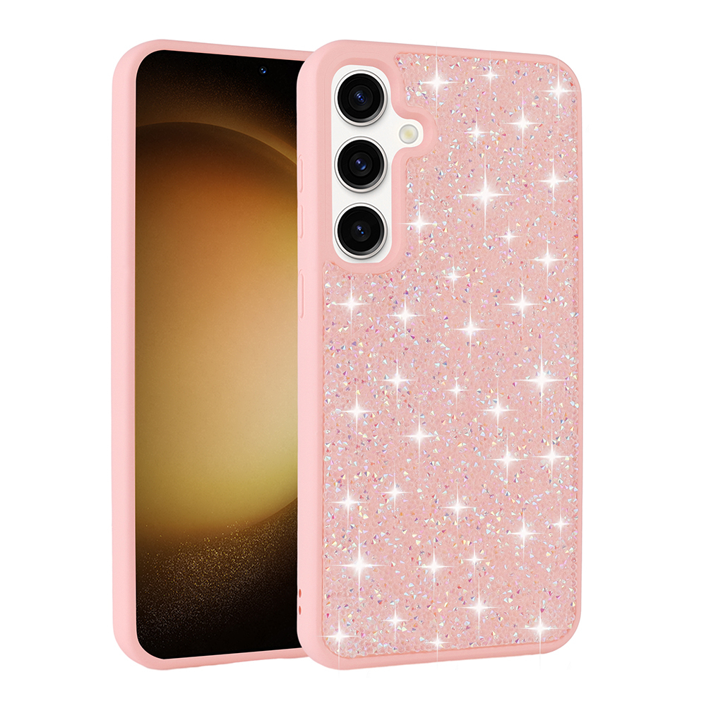 Galaxy S25 Kılıf Parlak Taşlı Tasarım NXXA Pırlanta Kapak - Pembe