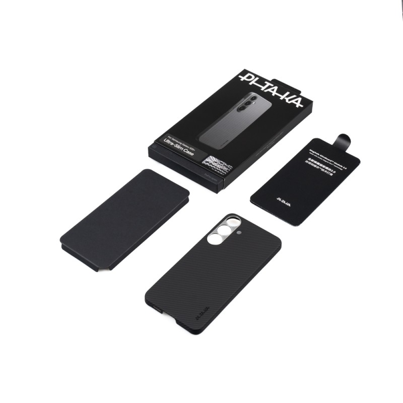Galaxy S25 Plus Case Magsafe Charging Feature 600D Aramid Fiber Pitaka Ultra-Slim Classic Series Black-Grey Twill Cover - 7
