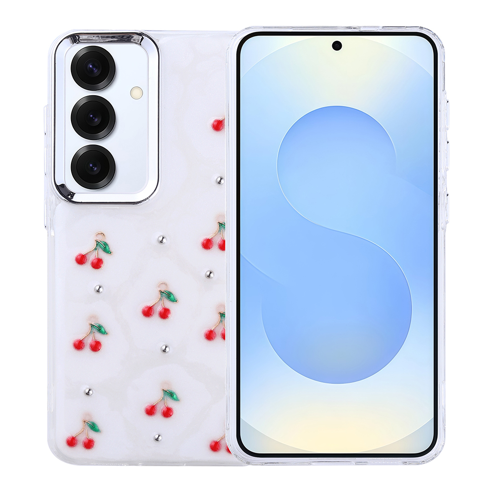 Galaxy S25 Plus Kılıf Airbag Tasarımlı Simli Şeffaf NXXA Kutup Kapak - Kiraz