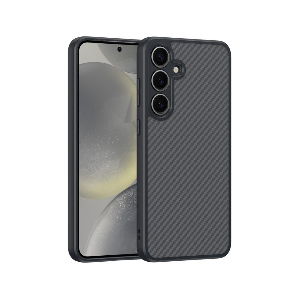 Galaxy S25 Plus Kılıf M-safe Şarj Özellikli Karbon Fiber Tasarımlı Zore Elnino Kapak - Siyah