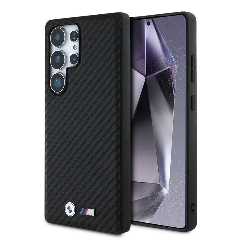 Galaxy S25 Ultra Case BMW Original Licensed M-Safe Charging Feature Carbon Fiber Design and Metal Logo PU Leather Cover - 8