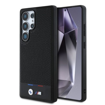 Galaxy S25 Ultra Case BMW Original Licensed Magsafe Charging Feature M Logo Bottom Three Stripes Perforated PU Leather Cover - 8
