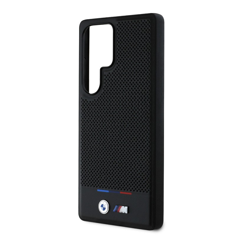Galaxy S25 Ultra Case BMW Original Licensed Magsafe Charging Feature M Logo Bottom Three Stripes Perforated PU Leather Cover - 6