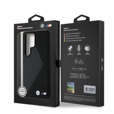 Galaxy S25 Ultra Case BMW Original Licensed Magsafe Charging Feature M Logo Oversize Striped PU Leather Cover - 9