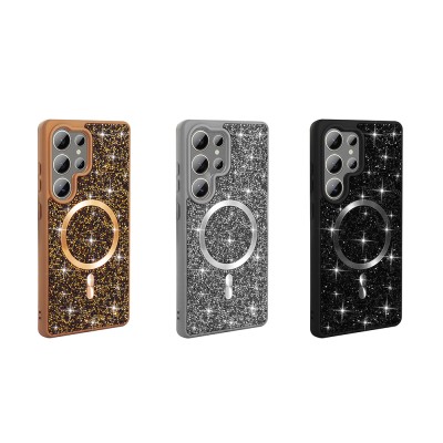 Galaxy S25 Ultra Case Diamond Design Magsafe Charging Feature Zore Mosaic Silicone Cover - 11
