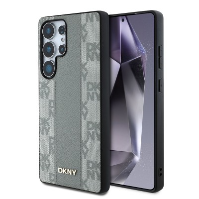 Galaxy S25 Ultra Case DKNY Original Licensed M-safe Charging Feature 3D Printed Checkered Pattern Cover - 3