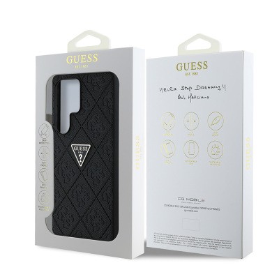 Galaxy S25 Ultra Case Guess Original Licensed 4G Patterned Hot Stamped Triangle Logo Cover - 10