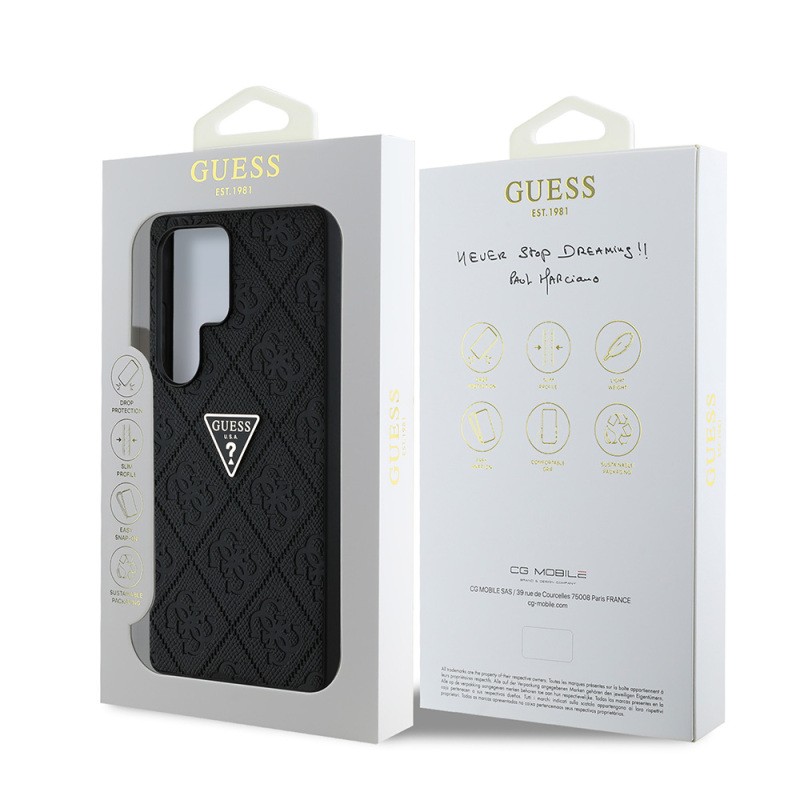 Galaxy S25 Ultra Case Guess Original Licensed 4G Patterned Hot Stamped Triangle Logo Cover - 10