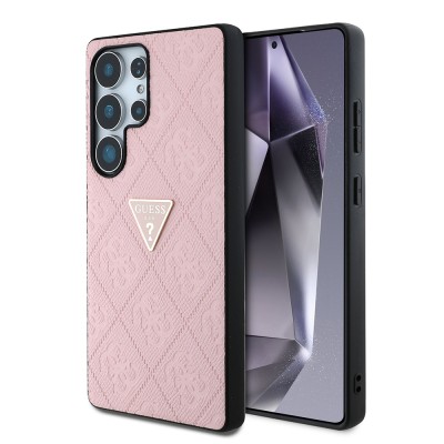 Galaxy S25 Ultra Case Guess Original Licensed 4G Patterned Hot Stamped Triangle Logo Cover - 11