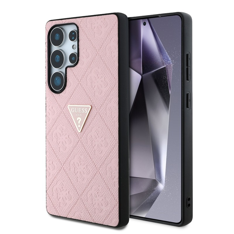 Galaxy S25 Ultra Case Guess Original Licensed 4G Patterned Hot Stamped Triangle Logo Cover - 11