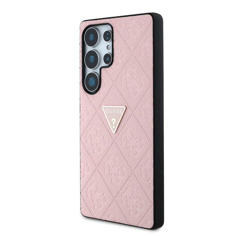 Galaxy S25 Ultra Case Guess Original Licensed 4G Patterned Hot Stamped Triangle Logo Cover - 12
