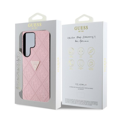 Galaxy S25 Ultra Case Guess Original Licensed 4G Patterned Hot Stamped Triangle Logo Cover - 17