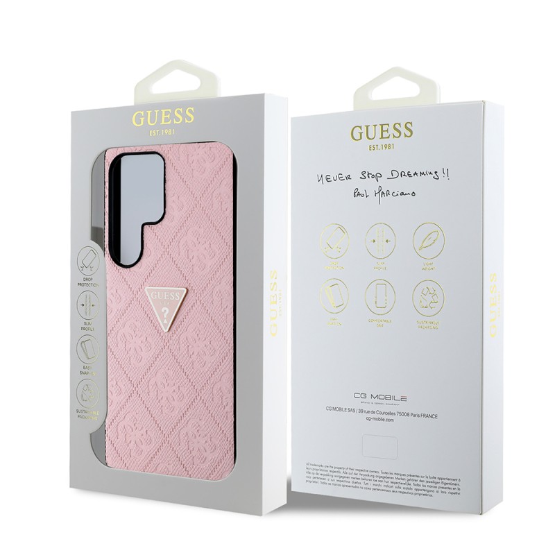 Galaxy S25 Ultra Case Guess Original Licensed 4G Patterned Hot Stamped Triangle Logo Cover - 17