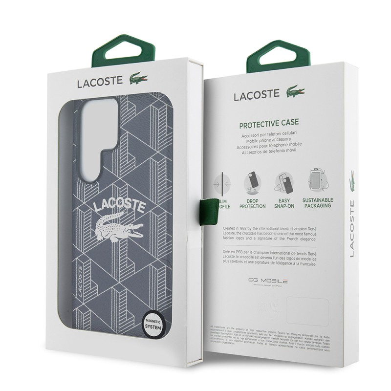 Galaxy S25 Ultra Case Lacoste Original Licensed Magsafe Charging Mono Vintage Logo Cover - 17