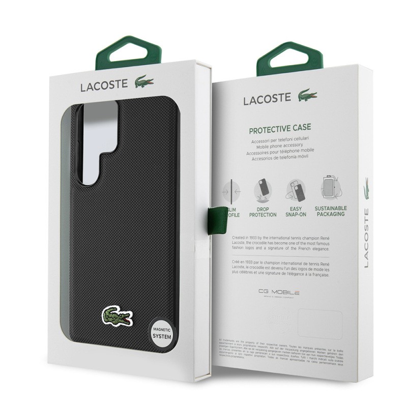 Galaxy S25 Ultra Case Lacoste Original Licensed PU Pique Patterned Back Surface Iconic Crocodile Woven Logo Cover - 19