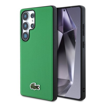 Galaxy S25 Ultra Case Lacoste Original Licensed PU Pique Patterned Back Surface Iconic Crocodile Woven Logo Cover - 11