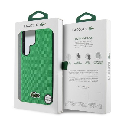 Galaxy S25 Ultra Case Lacoste Original Licensed PU Pique Patterned Back Surface Iconic Crocodile Woven Logo Cover - 12