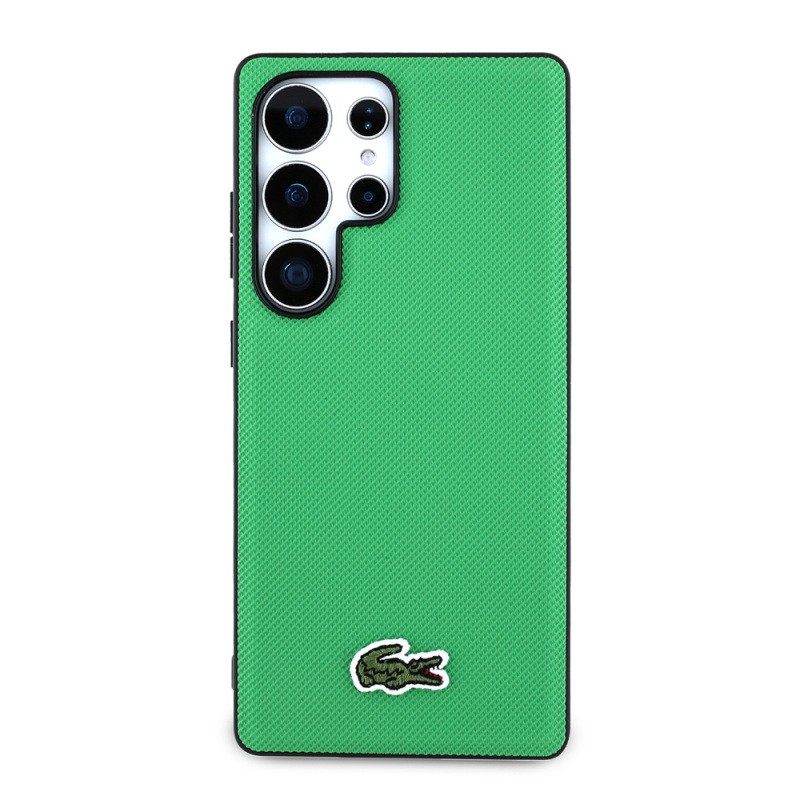 Galaxy S25 Ultra Case Lacoste Original Licensed PU Pique Patterned Back Surface Iconic Crocodile Woven Logo Cover - 2