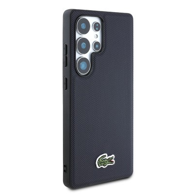Galaxy S25 Ultra Case Lacoste Original Licensed PU Pique Patterned Back Surface Iconic Crocodile Woven Logo Cover - 22