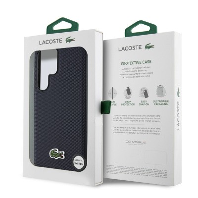 Galaxy S25 Ultra Case Lacoste Original Licensed PU Pique Patterned Back Surface Iconic Crocodile Woven Logo Cover - 26