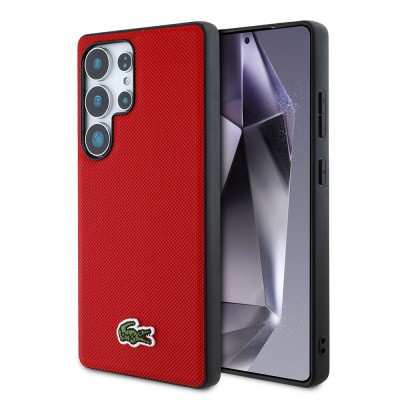 Galaxy S25 Ultra Case Lacoste Original Licensed PU Pique Patterned Back Surface Iconic Crocodile Woven Logo Cover - 27