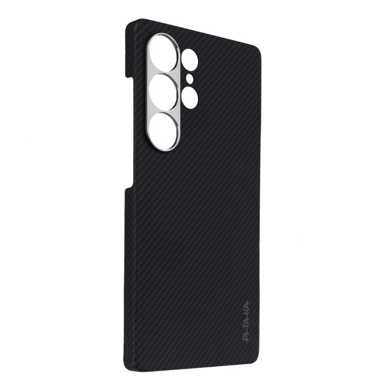 Galaxy S25 Ultra Case Magsafe Charging Feature 600D Aramid Fiber Pitaka Ultra-Slim Classic Series Black-Grey Twill Cover - 4