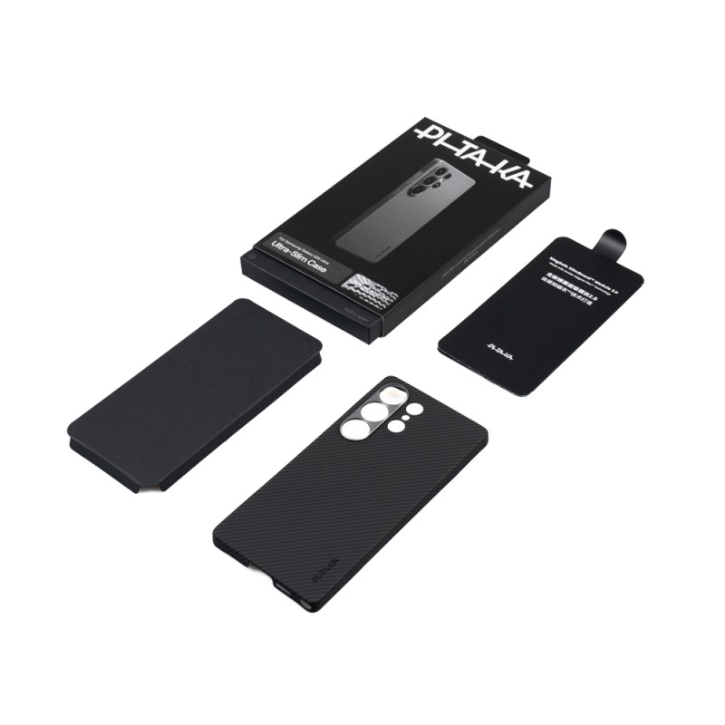 Galaxy S25 Ultra Case Magsafe Charging Feature 600D Aramid Fiber Pitaka Ultra-Slim Classic Series Black-Grey Twill Cover - 8