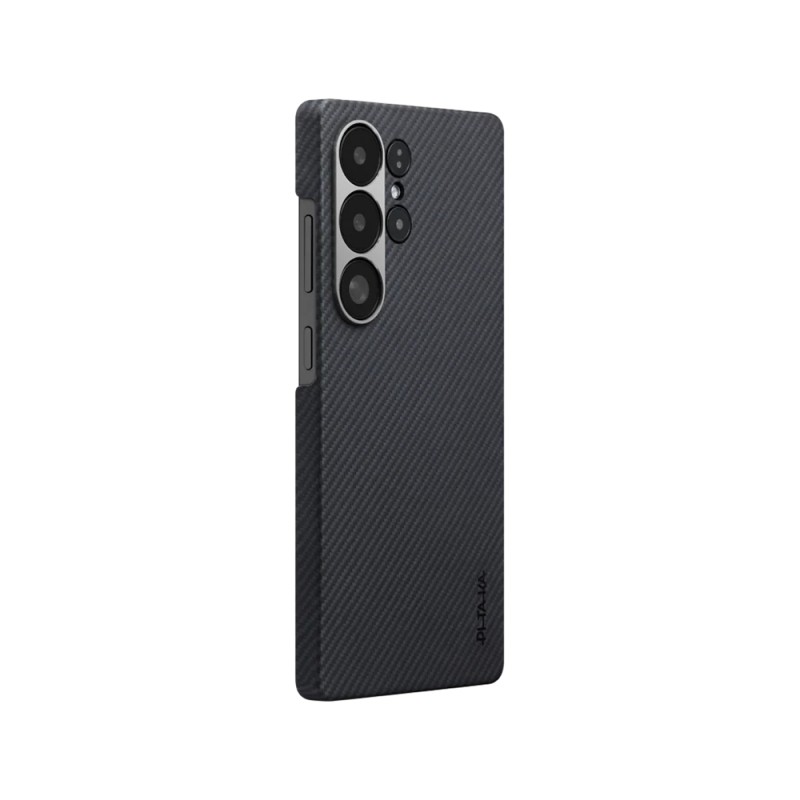 Galaxy S25 Ultra Case Magsafe Charging Feature 600D Aramid Fiber Pitaka Ultra-Slim Classic Series Black-Grey Twill Cover - 12