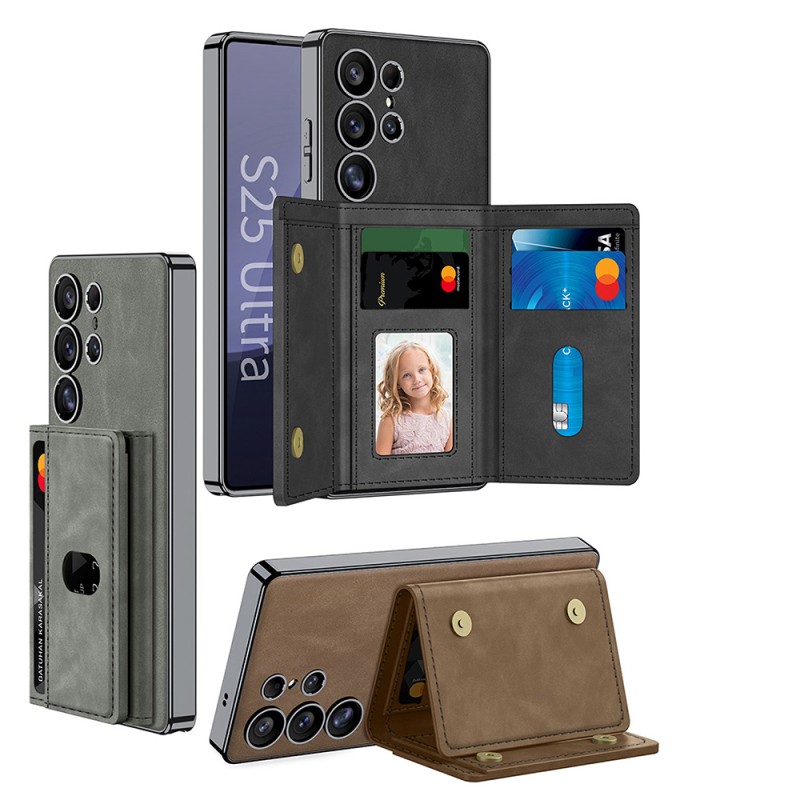 Galaxy S25 Ultra Case Magsafe Charging Feature Artificial Leather Design Zore Case and Detachable Card Holder Cover - 7