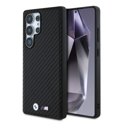 Galaxy S25 Ultra Kılıf BMW Orjinal Lisanslı M-safe Şarj Özellikli Karbon Fiber Tasarımlı ve Metal Logolu PU Deri Kapak - 8