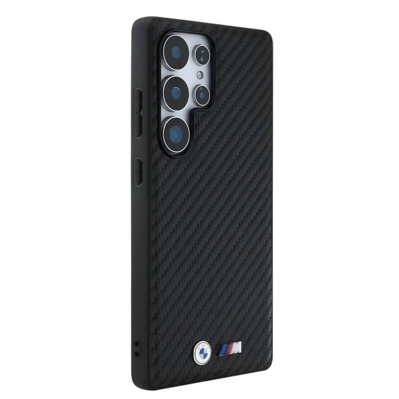 Galaxy S25 Ultra Kılıf BMW Orjinal Lisanslı M-safe Şarj Özellikli Karbon Fiber Tasarımlı ve Metal Logolu PU Deri Kapak - 4