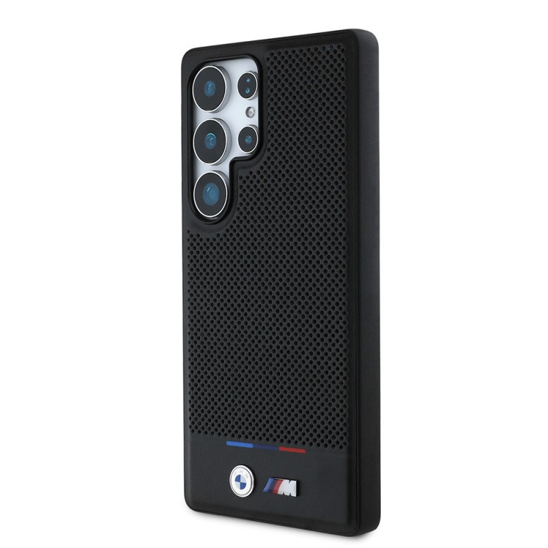 Galaxy S25 Ultra Kılıf BMW Orjinal Lisanslı M-safe Şarj Özellikli M Logolu Bottom Üç Çizgili Delikli PU Deri Kapak - 3