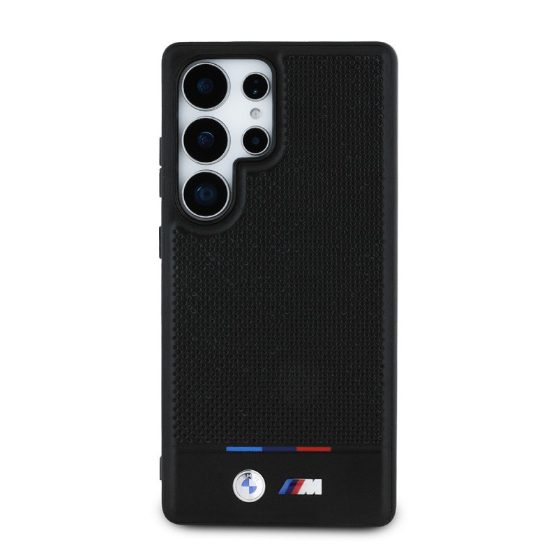 Galaxy S25 Ultra Kılıf BMW Orjinal Lisanslı M-safe Şarj Özellikli M Logolu Bottom Üç Çizgili Delikli PU Deri Kapak - 2